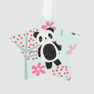 Arbres, fleurs et ours de panda