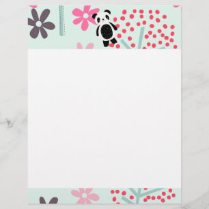 Arbres, fleurs et ours de panda