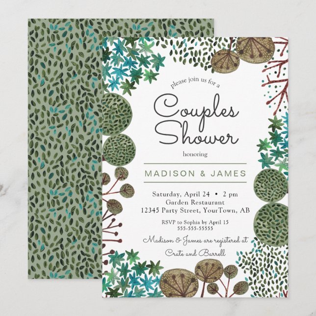Arbres Forêt Bois Couples Shower | Invitation (Devant / Derrière)