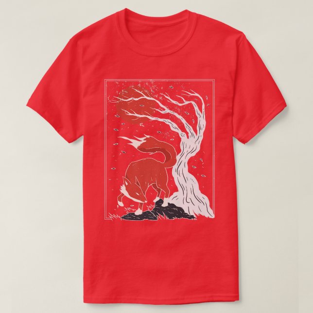 Arbres Foxes Forêts Faune Nuit T-Shirt (Design devant)