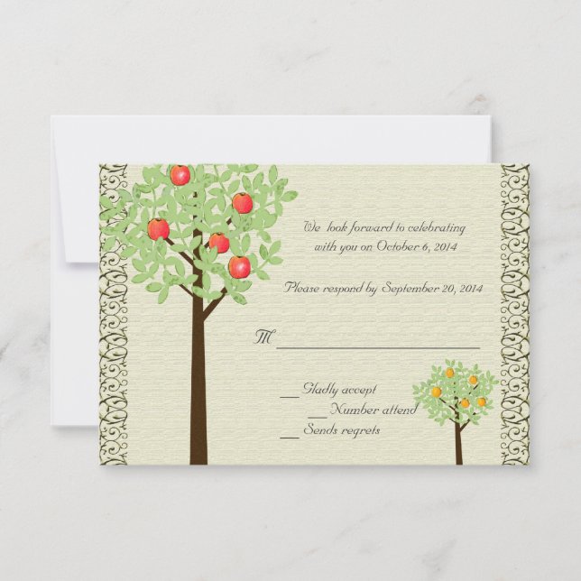 arbres fruitiers RSVP invitation de mariage. (Devant)