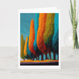 Arbres Sentinelles Vibrants, Carte de Vœux Abstrai