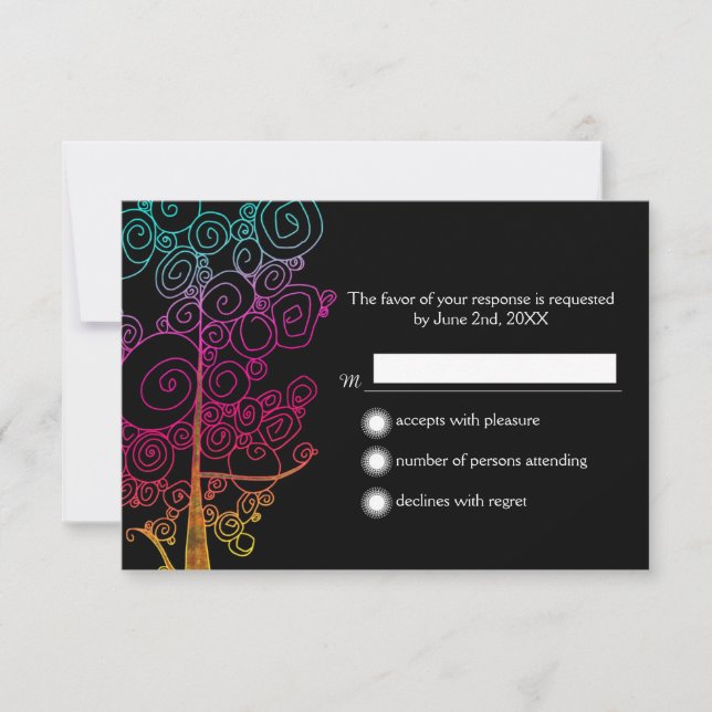 Arbres spiraux Klimt Mariage inspiré RSVP (Devant)