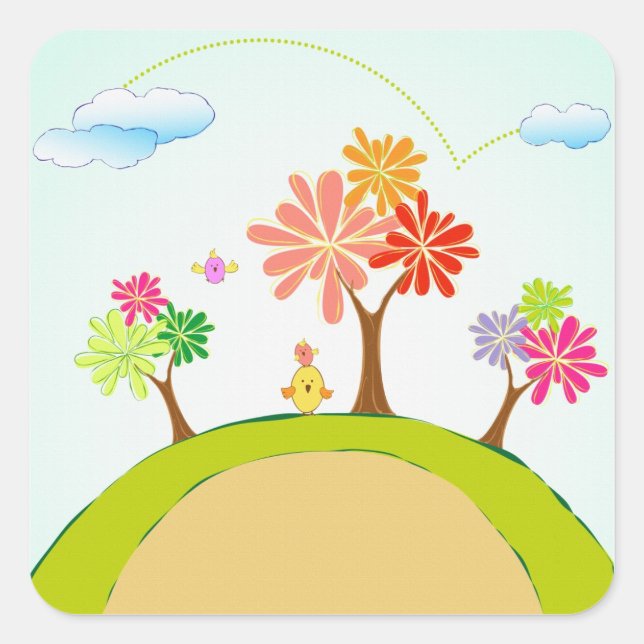 arbres sur colline stickers (Devant)