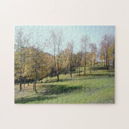 Arbres sur le puzzle denteux apaisant de défi de