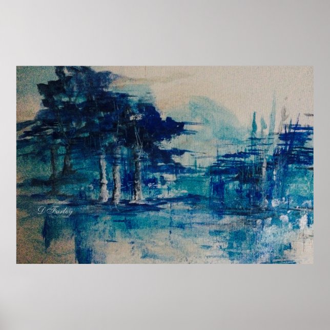 Arbres turquoises toile étirée Impression (Devant)