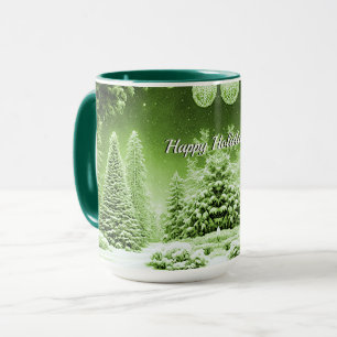 Arbres verts Boules de Noël Mug de vacances