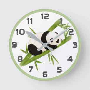 Arbres verts en bambou Panda Horloge murale de l'o