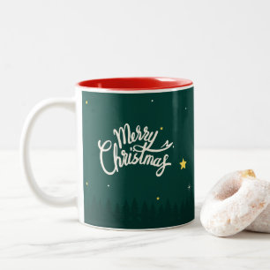 Arbres verts modernes tendance Joyeux Mug de Noël