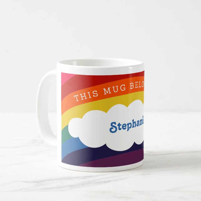 Arc-arc rétro | Cette Mug Appartient À : Nom (Devant gauche)