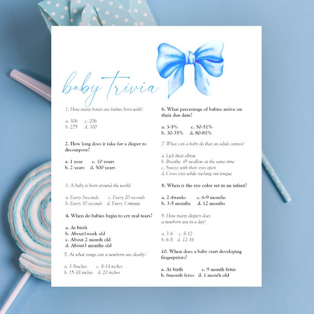 Arc bleu - Bébé Quiz | Jeu de Baby Shower (Créateur téléchargé)