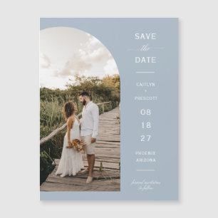 Arc bleu Dusty Photo Enregistrer la date Carte mag