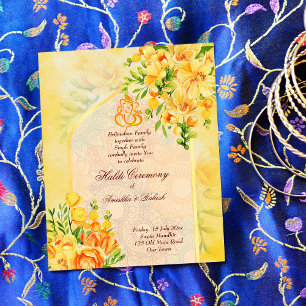 Arc de fleurs jaunes Ganesha invitation budget Hal