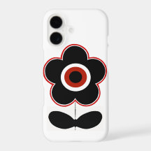 Arc de téléphone à fleurs rouges rétrogrades Noir