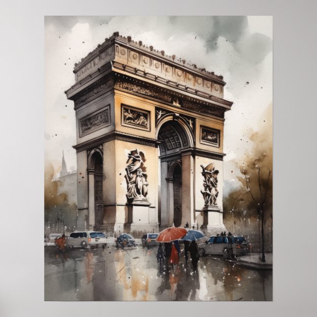 Arc De Triomphe Paris France Art Imprimer Poster (Devant)