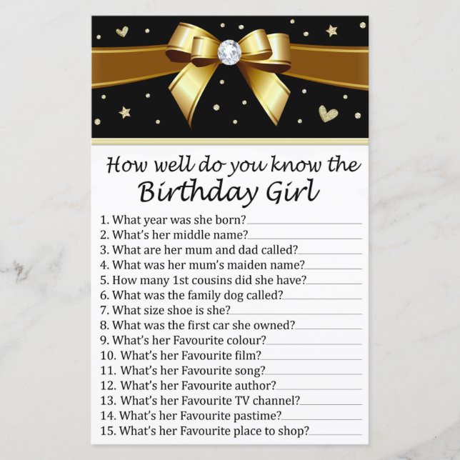 Arc d'or Tu connais bien la fille d'anniversaire (Devant)