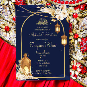 Arc doré des lanternes arabes invitations Mehndi