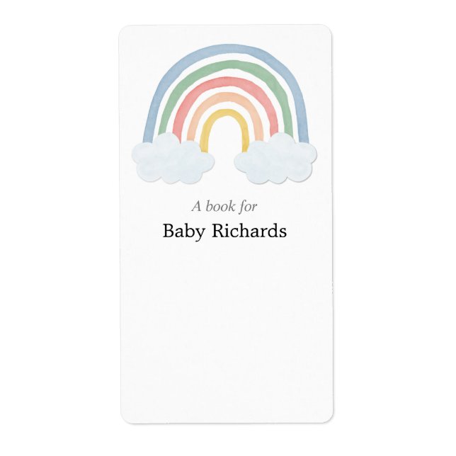Arc en arc-en-ciel baby shower étiquettes autocoll (Devant)