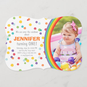 Arc en arc-en-ciel invitation Fille confetti color