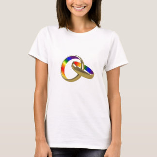Arc en arc-en-ciel mariage anneaux t-shirt femme