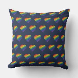 Arc en arc-en-ciel scribble coeur lancer oreiller