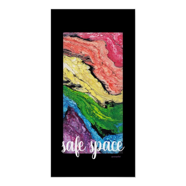 "Arc en ciel" Abstrait Art Safe Space Black Poster (Devant)