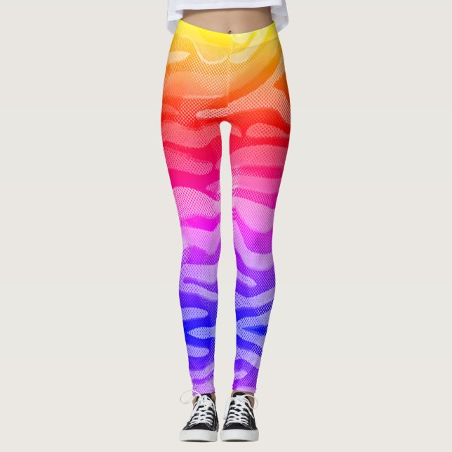 Arc-en-ciel Abstrait Jaune, Rouge, Rose, Leggings  (Devant)