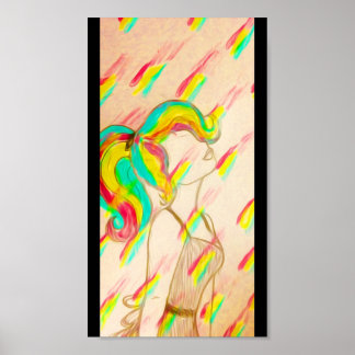 Arc-en-ciel affiche de pluie - couleurs de neon ar