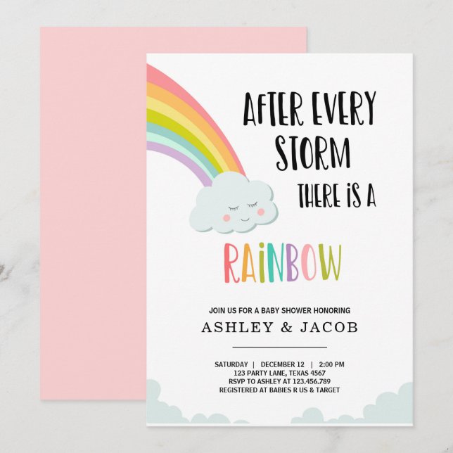 Arc-en-ciel après une invitation de Baby shower de (Devant / Derrière)