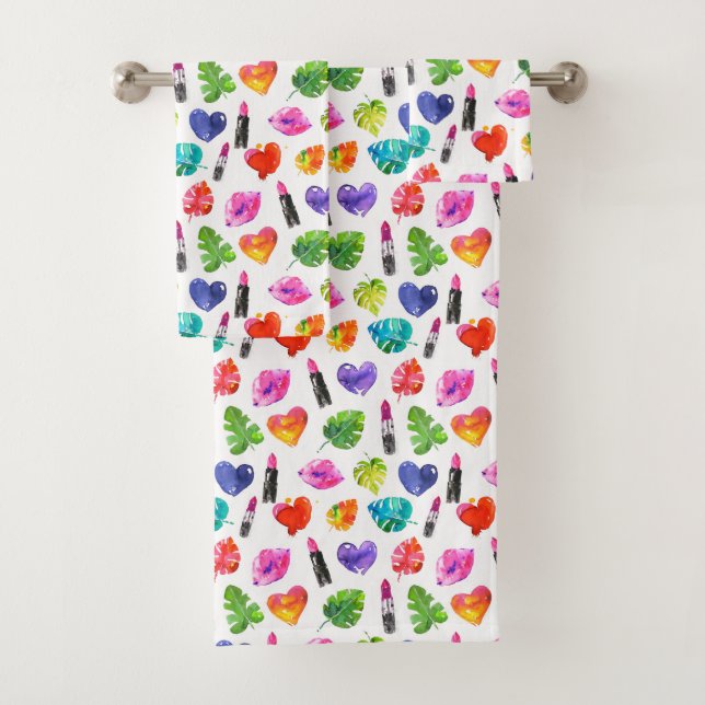 Arc-en-ciel aquarelle palme feuilles pin baiser ro (En situation)