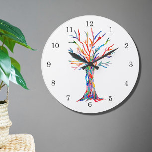 Arc-en-ciel Arbre de vie Grande horloge