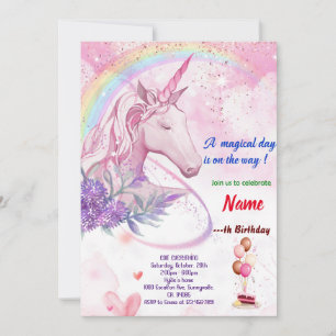 Arc en ciel avec cartes d'anniversaire Unicorn 