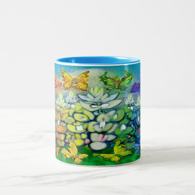 Arc-en-ciel Bluebonnets Mug à café à deux tons (Centre)