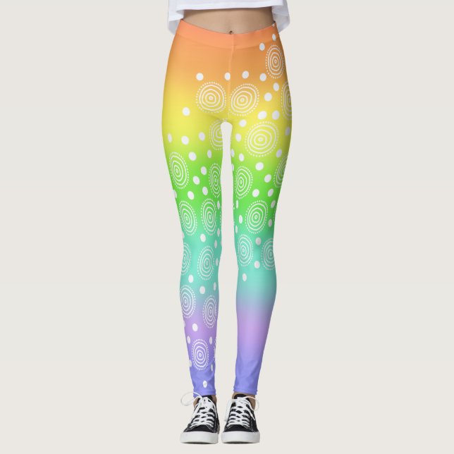 Arc-en-ciel brillant avec cercles Leggings (Devant)