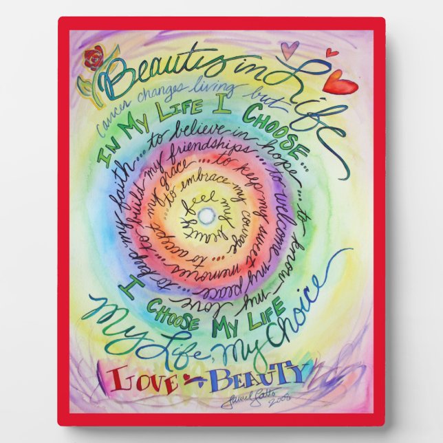Arc-en-ciel Cancer Poème Affirmation Art Plaque (Devant)