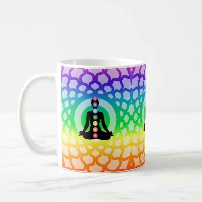 Arc en ciel Chakra Yoga Mug - Géométrie Sacrée Art (Gauche)