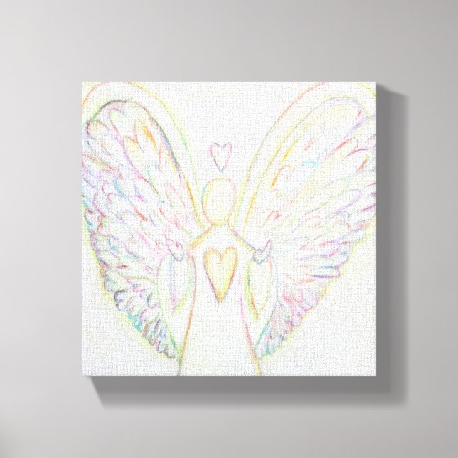 Arc en ciel Coeurs Angel Peinture Toile Enveloppée (Recto)