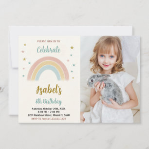 Arc-en-ciel coloré Invitation d'anniversaire avec 