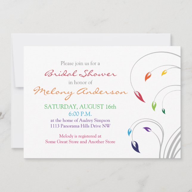 Arc-en-ciel Couleurs Floral Bridal Show Invitation (Devant)