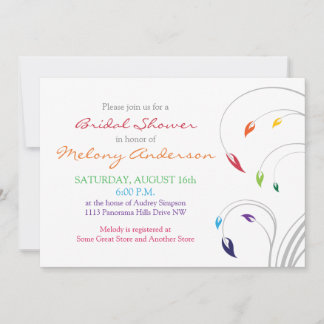 Arc-en-ciel Couleurs Floral Bridal Show Invitation