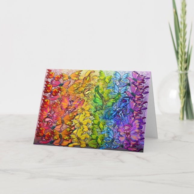 Arc-en-ciel de papillons et carte de Féeries (Devant)