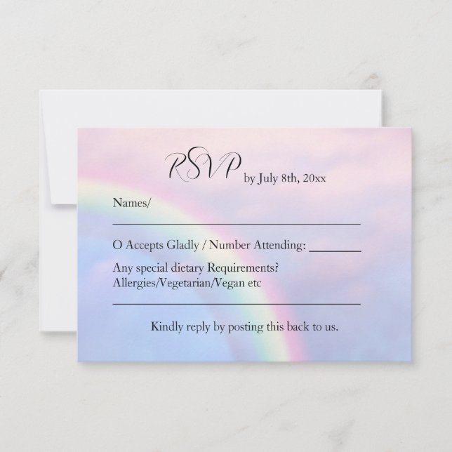 Arc en ciel d'espoir - carte RSVP de mariage paste (Devant)