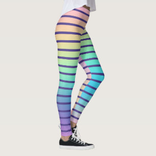 Arc-en-ciel doux Pastel Gradient Stripes Leggings