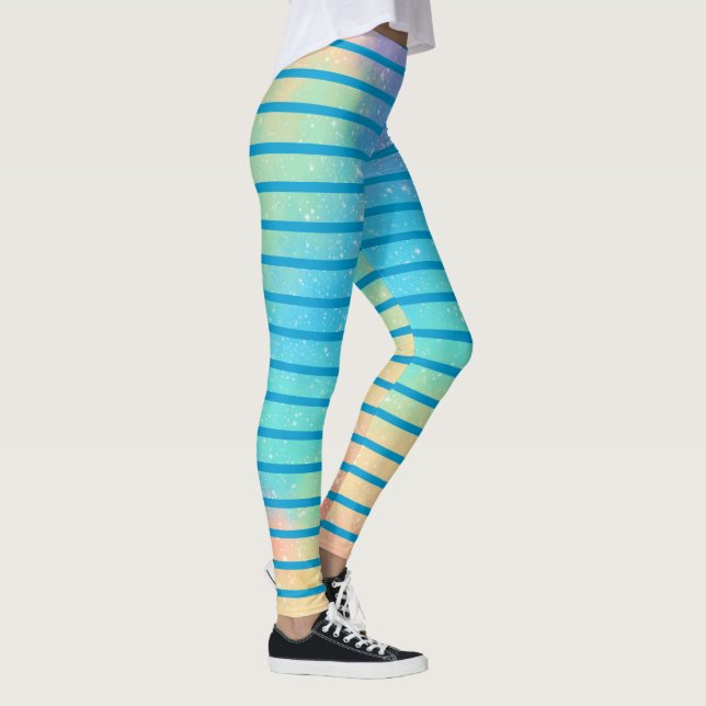 Arc-en-ciel doux Pastel Gradient Stripes Leggings (Droite)
