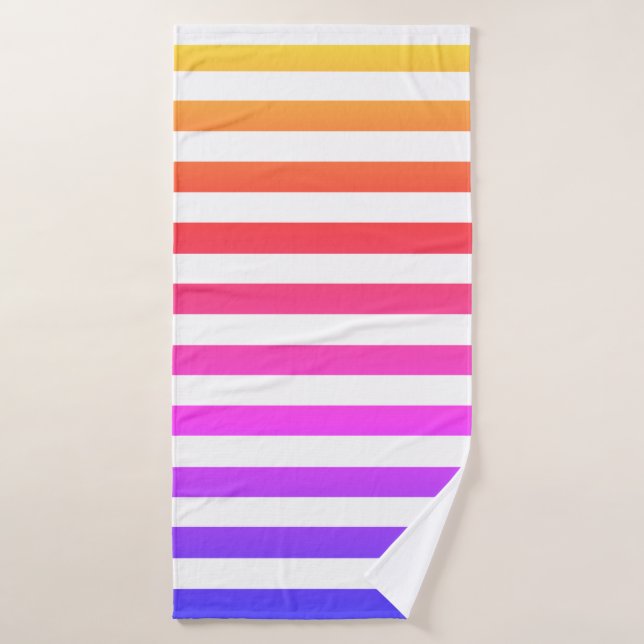 Arc en ciel et bandes blanches personnalisables (Serviette de bain)