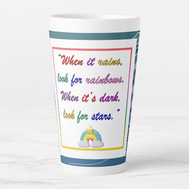 Arc-en-ciel et étoiles - Motivation Blue Latte Mug (Devant)