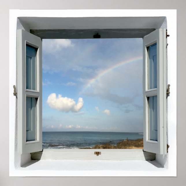 Arc en ciel et plage Vue mer Poster (Devant)