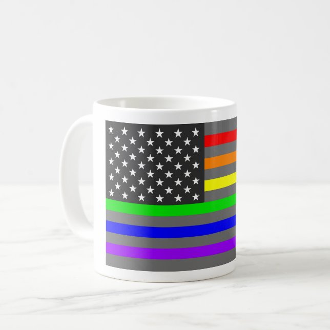 Arc-en-ciel étasunien tasse à café drapeau (Devant gauche)