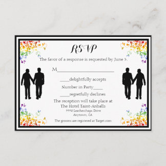 Arc-en-ciel fleurit Gay Wedding Carte RSVP