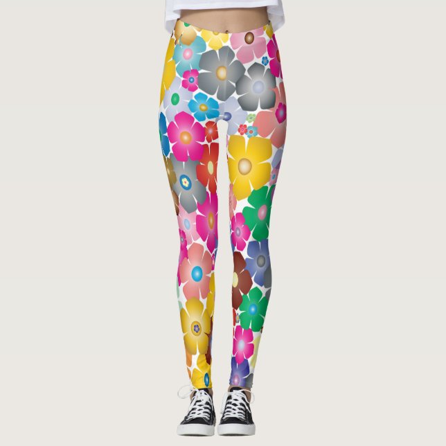 Arc-en-ciel fleurit leggings (Devant)